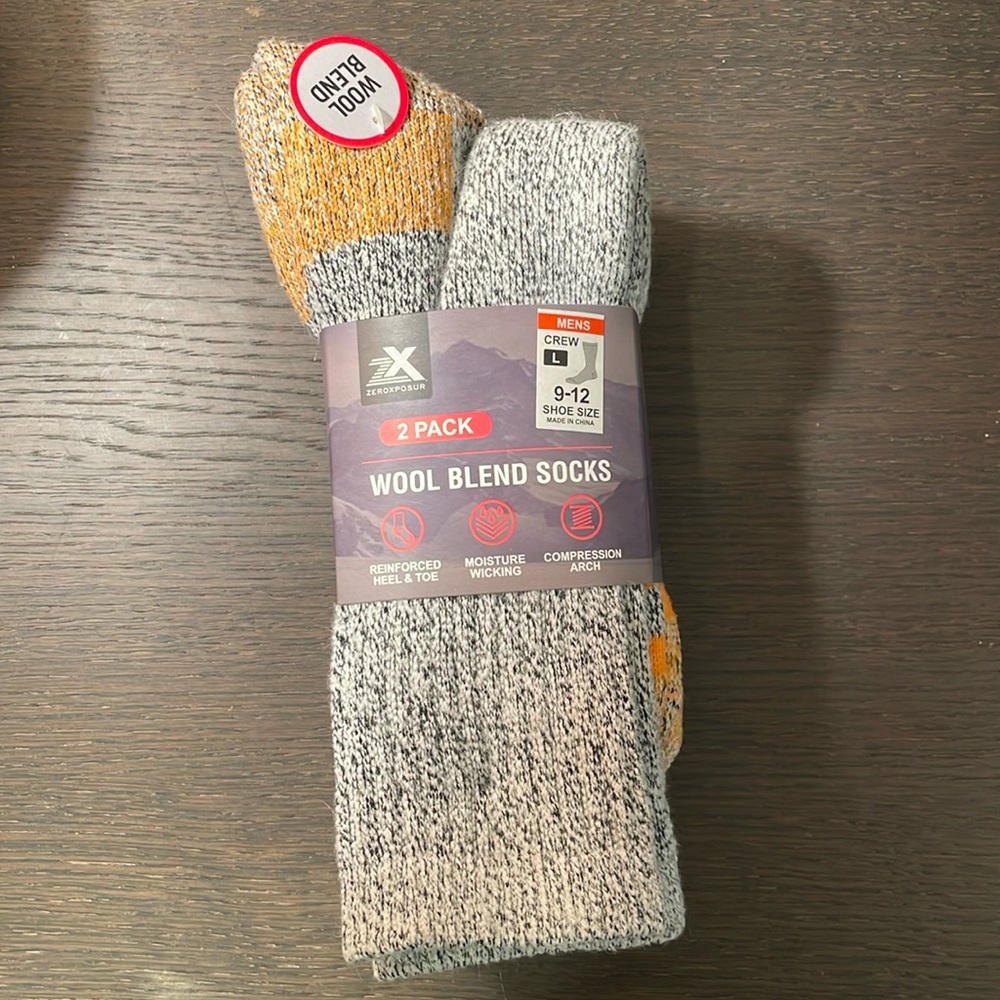 Men’s Wool Blend Crew Socks 9-12